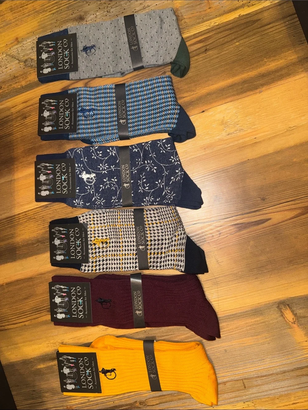 6-Pair Men's Dress Sock Gift Set in Yellow, Burgundy, Gray & Blue